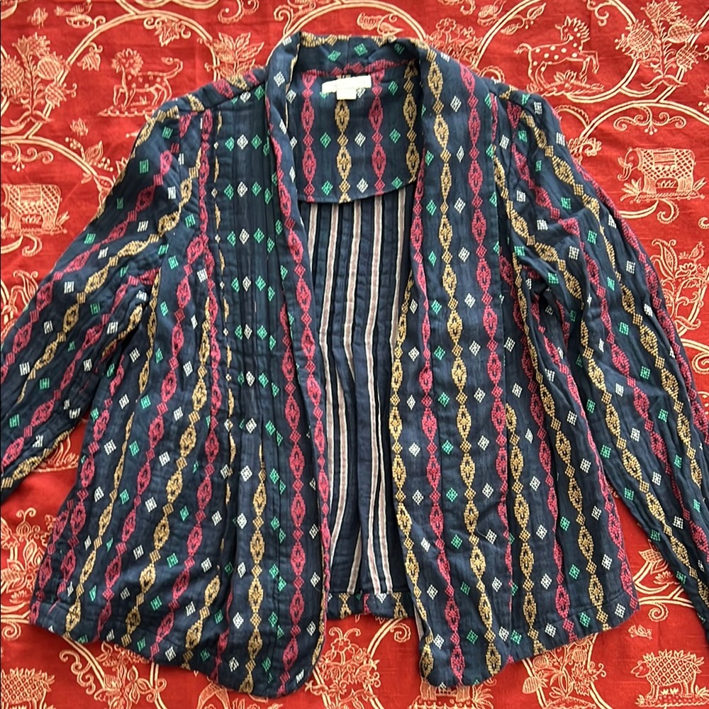Monsoon Blue and Green Blazer with Vibrant Patterns, beautiful lining